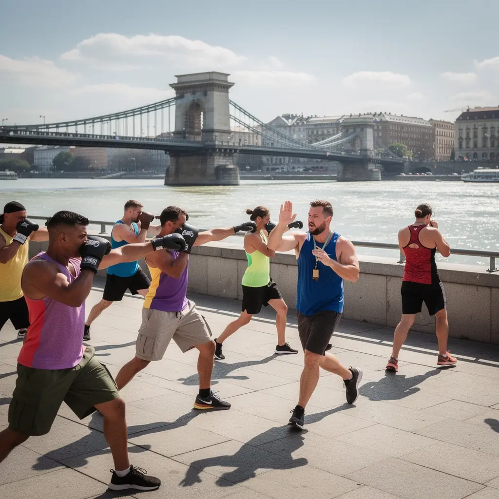 Kickboxoló, aki magas rúgást végez egy edzőpartner ellen.